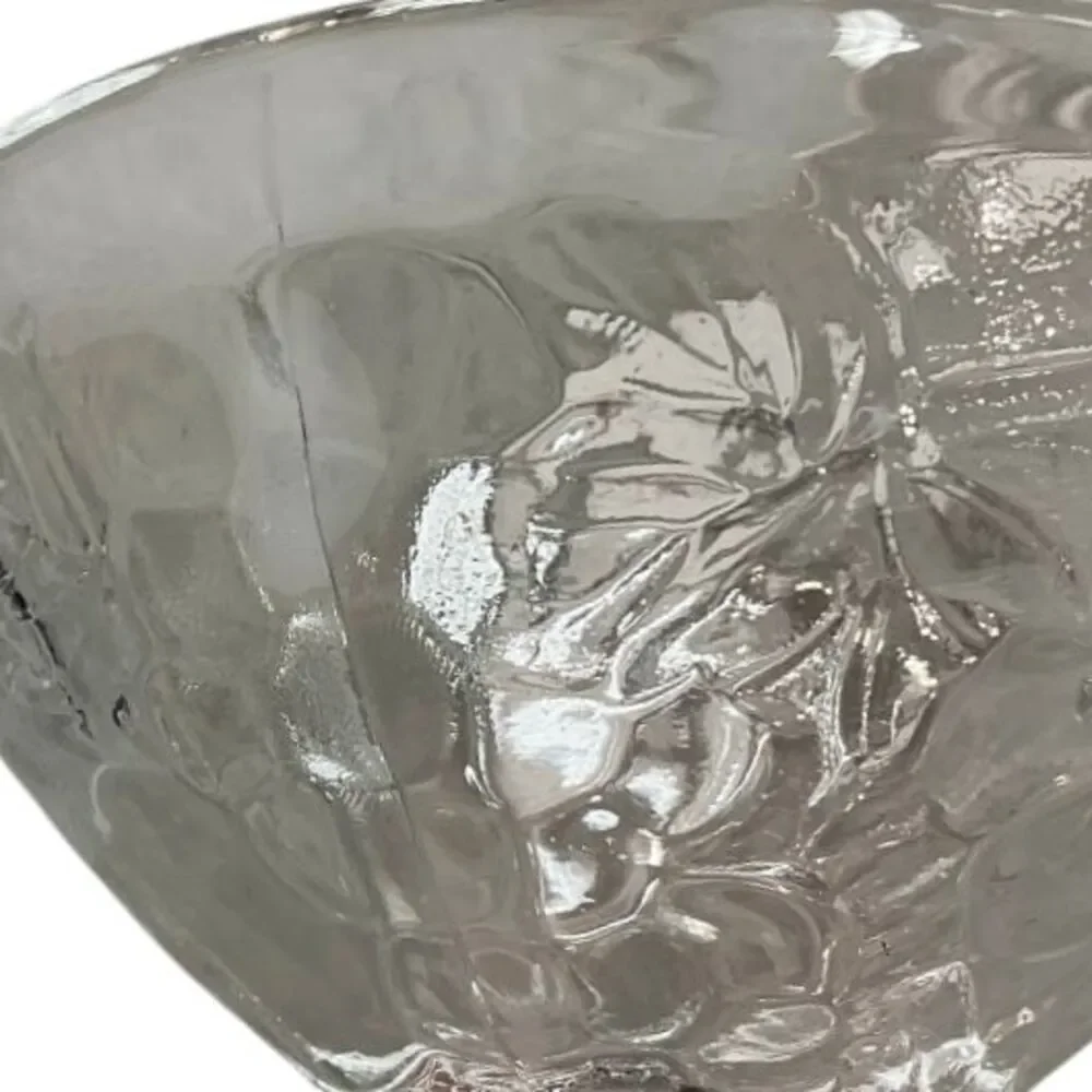 Vintage‎ French France Glass Dessert Coupe Champagne Clear Floral Embossed Set 2